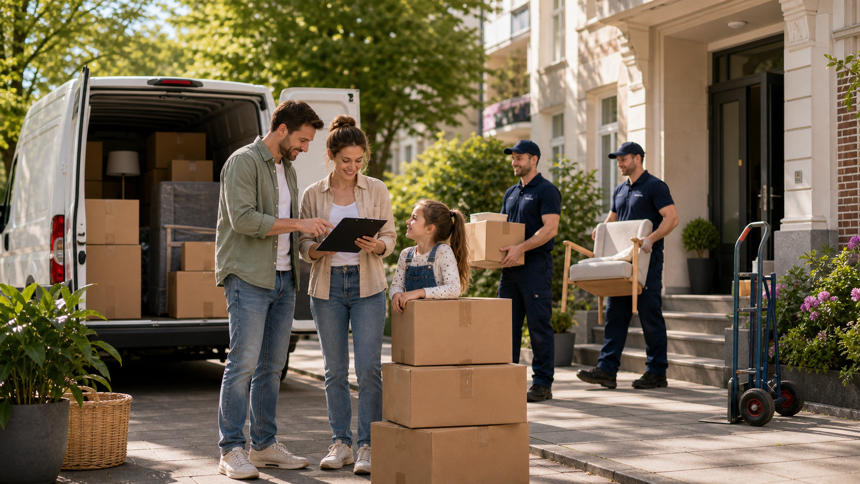 Organisierter Wochenendumzug mit Kartons und hellem Morgenlicht in einer Wohnung